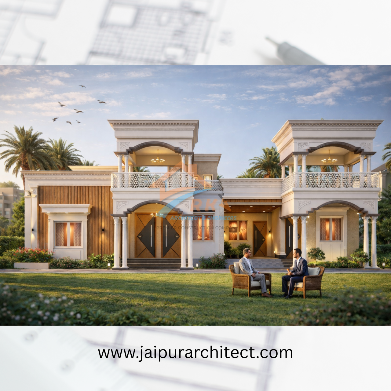 Residential construction in Jaipur 45x52 house design by RK Architect & Engineers for Mr Bhanwar Yadav in Bagru