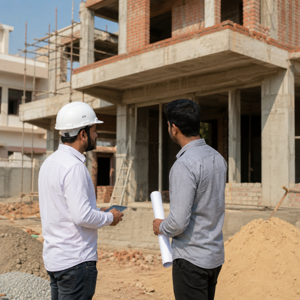 How to Find the Best Construction Company in Jaipur - residential house construction site inspection in Jaipur