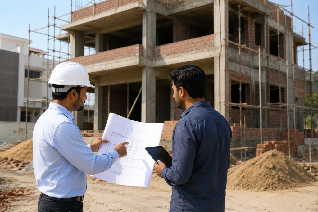 How to Find the Best Construction Company in Jaipur by inspecting an active residential construction site with a professional civil engineer