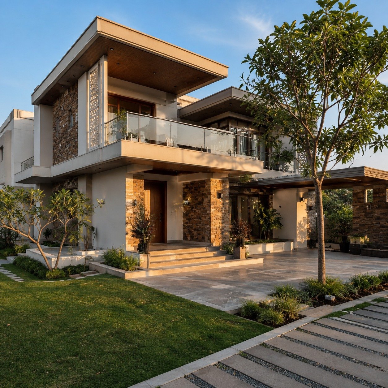 Modern Jaipur home designed with low-maintenance architecture and durable exterior features